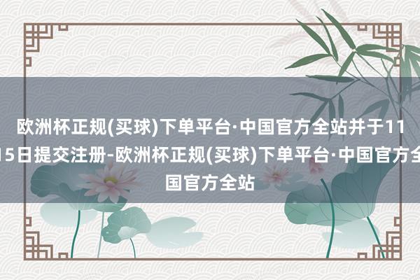 欧洲杯正规(买球)下单平台·中国官方全站并于11月15日提交注册-欧洲杯正规(买球)下单平台·中国官方全站